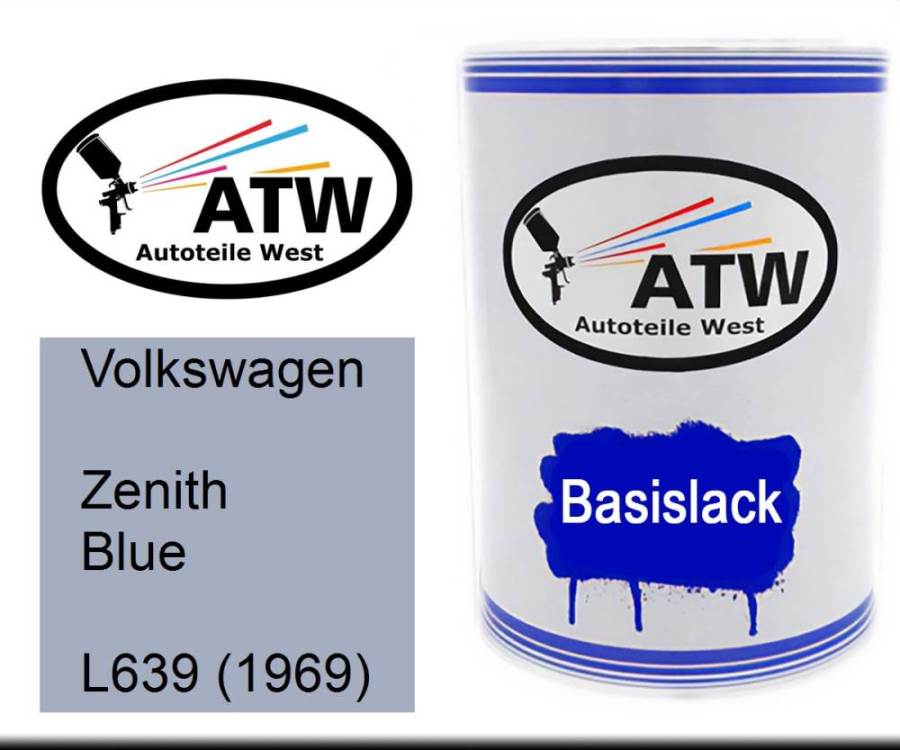 Volkswagen, Zenith Blue, L639 (1969): 500ml Lackdose, von ATW Autoteile West.